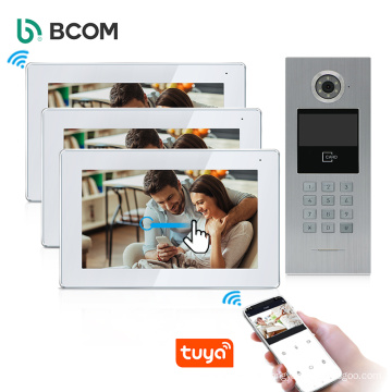 7 inch video intercom for apartments touch screen RFID card/password/APP to open gate tuya video doorphone